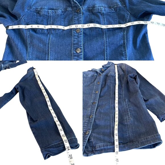 Chicos Womens Denim Button-Front Jean Jacket Size 3 (16/18) Cotton Blend Stretch - Picture 7 of 8